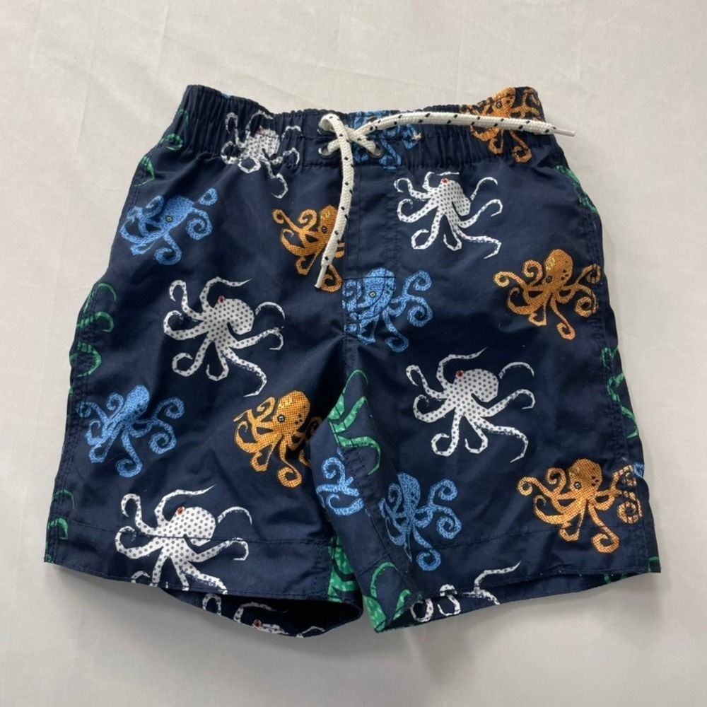 Gap Toddler Boys Octopus Print Swim Trunks Navy Blue Size 4T Elastic Waist